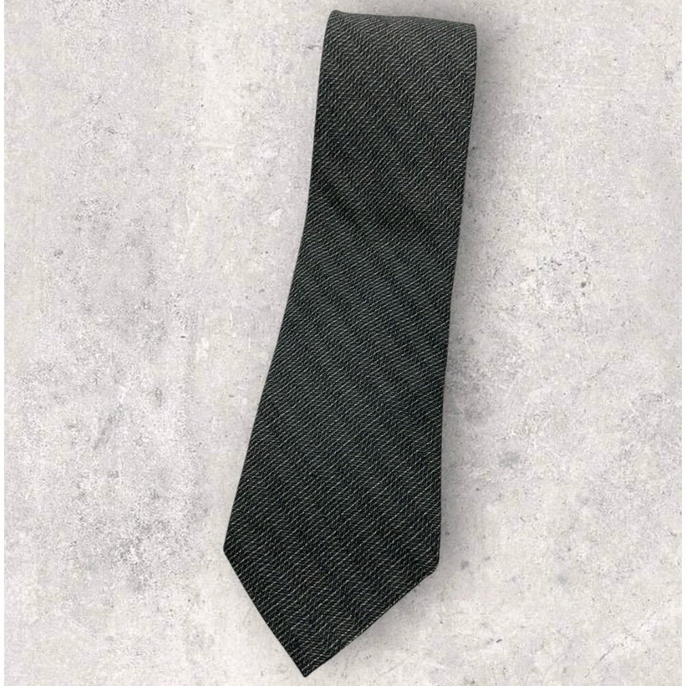 KRIZIA Wool Blend Tie ITALY Gray Striped W:3.5" EUC